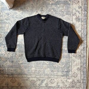 LL Bean Birdseye Navy/White Lambswool Sweater